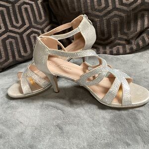 Forever Glittering rhinestone, multicolor, sparkle, Silver Heels open toe